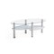 Contemporary Home Living 43.25" Clear and Silver Tempered Oval Glass Coffee Table
